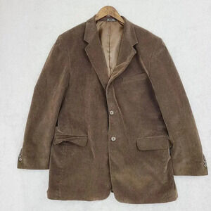 Alan Flusser Mens 44L Corduroy Blazer Jacket Brown  10CT